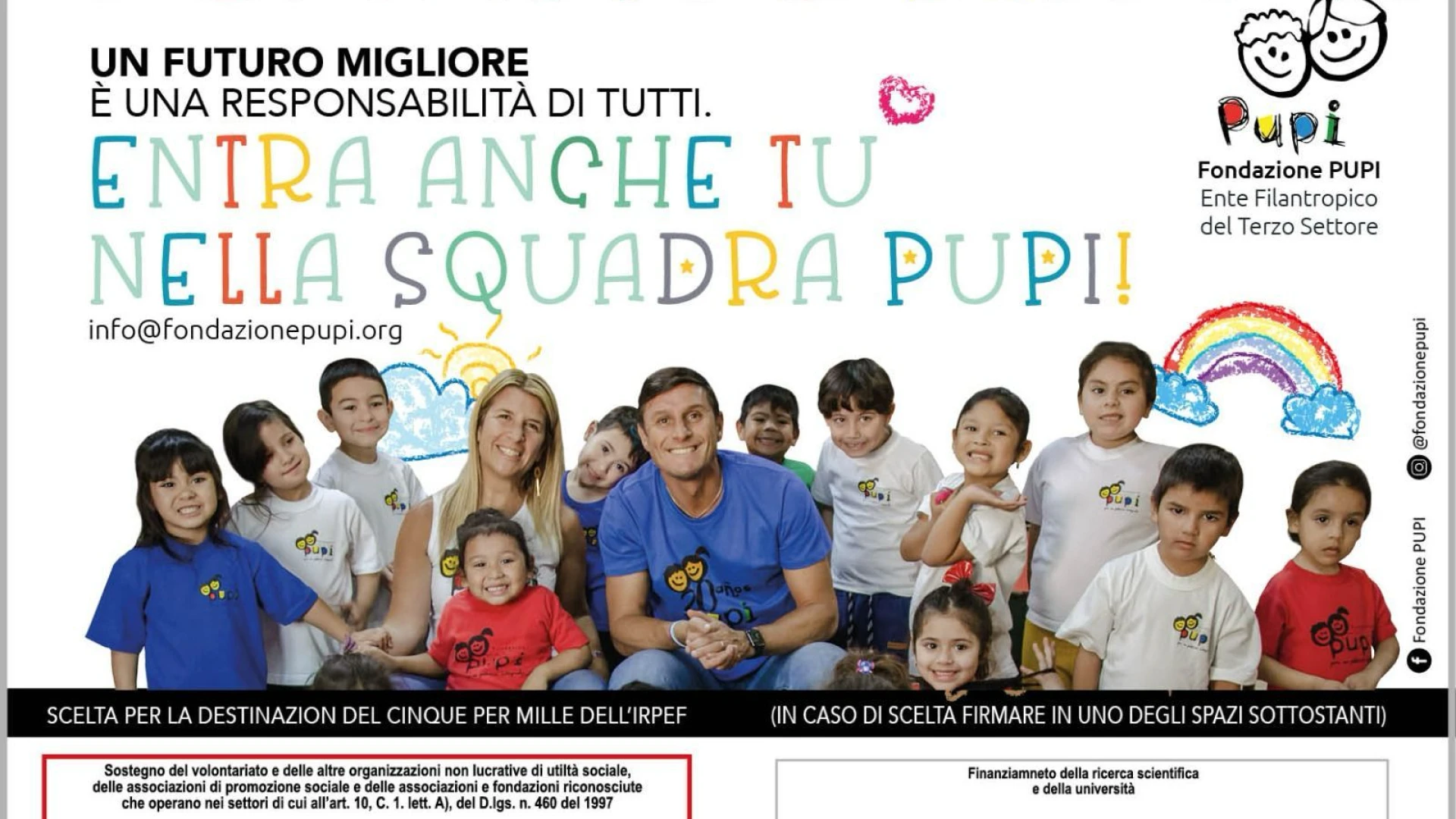 Dona il tuo 5Xmille alla Fondazione Pupi. L'Inter Club Acquaviva d'Isernia sostiene le iniziative del progetto guidato da Javier Zanetti